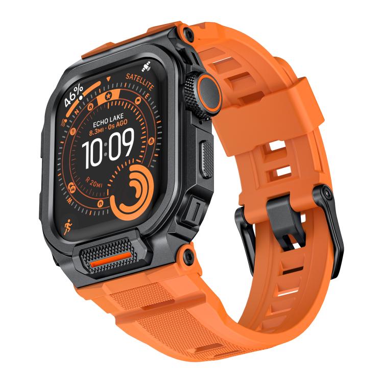 Vibrant Zinc Alloy Cover Integrated Silicone Watch Band, For Apple Watch Series 11 / 10 46mm
