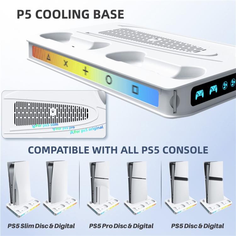Game Console Cooling Fan Base Charger Stand For Sony PlayStation 5 Pro / 5 Slim / 5