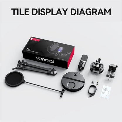 YANMAI X3R For Live Streaming / Recording RGB Lighting Desktop Noise Reduction Capacitor Microphone