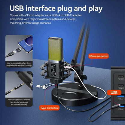 YANMAI X3R For Live Streaming / Recording RGB Lighting Desktop Noise Reduction Capacitor Microphone