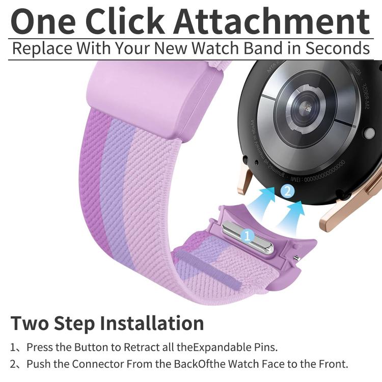 Press Button Twill Plastic Magnetic Buckle Nylon Watch Band, For Samsung Galaxy Watch FE / 7 / 6 / 5 / 4