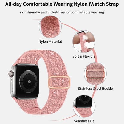 Glitter Elastic Nylon Watch Band, For Apple Watch 49mm / 46mm / 45mm / 44mm, For Apple Watch 42mm / 41mm / 40mm / 38mm