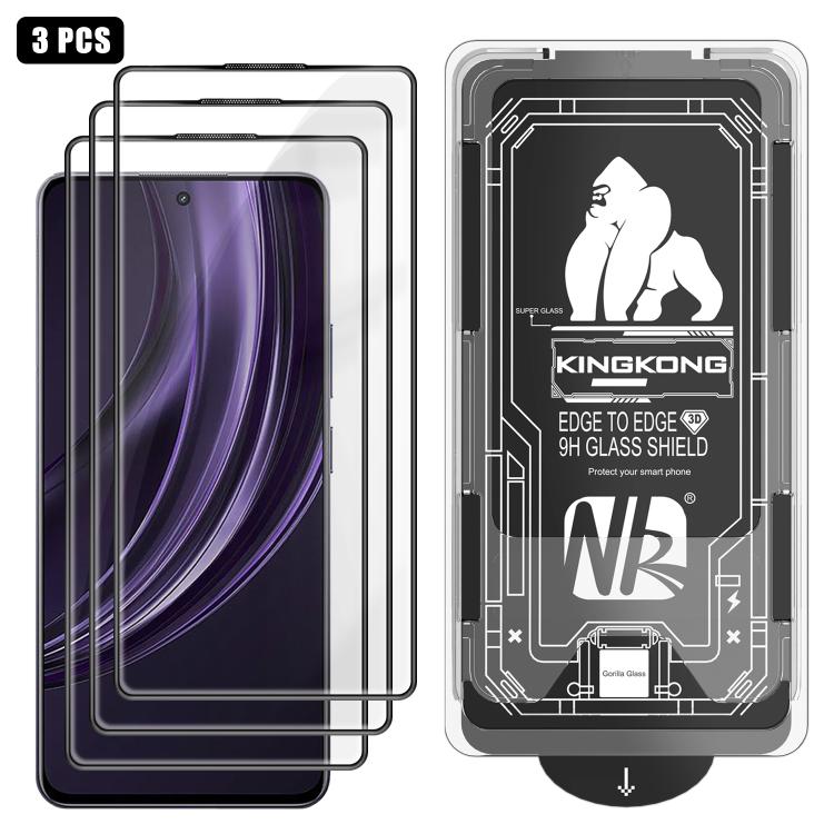3pcs Easy Install Box Dust-Free 3D Curved Edge HD Electroplated Explosion-Proof Tempered Glass Film, For Realme Narzo 80 Pro, For Realme V70, For Realme 14 Pro, For Realme 14x, For Realme 13+, For Realme 13 4G, For Realme 13 Pro, For Realme 13 Pro+    ...