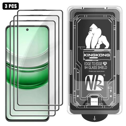 3pcs Easy Install Box Dust-Free 3D Curved Edge HD Electroplated Explosion-Proof Tempered Glass Film, For Realme Narzo 80 Pro, For Realme V70, For Realme 14 Pro, For Realme 14x, For Realme 13+, For Realme 13 4G, For Realme 13 Pro, For Realme 13 Pro+    ...