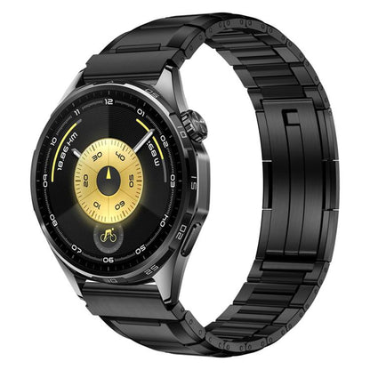 Multi-Faceted Rubber Inlaid Stainless Steel Watch Band, 22mm