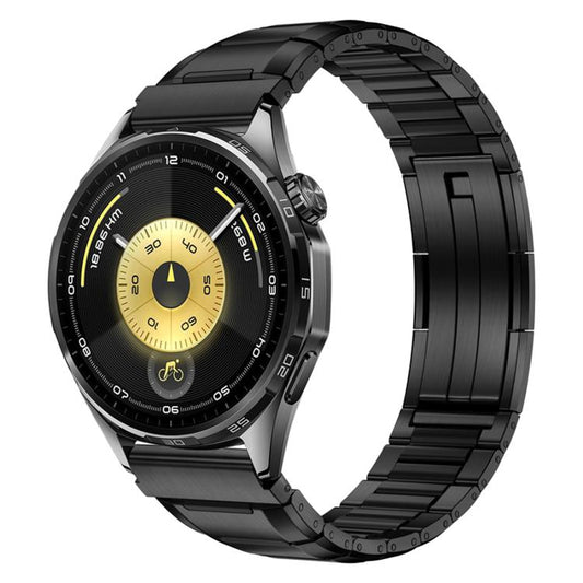Multi-Faceted Rubber Inlaid Stainless Steel Watch Band, 22mm