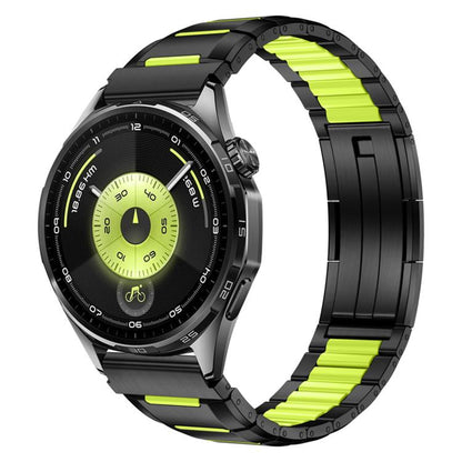 Multi-Faceted Rubber Inlaid Stainless Steel Watch Band, 22mm