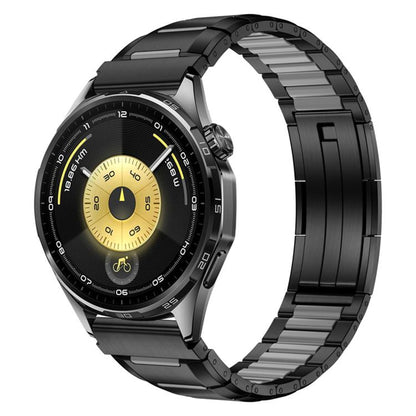 Multi-Faceted Rubber Inlaid Stainless Steel Watch Band, 22mm