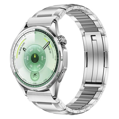 Multi-Faceted Rubber Inlaid Stainless Steel Watch Band, 22mm