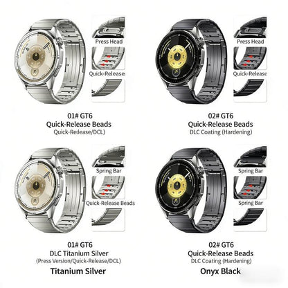 Spring Bar Butterfly Clasp One Bead Titanium Metal Watch Band, 22mm
