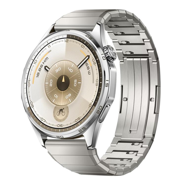 Press Button Butterfly Clasp One Bead Titanium Metal Watch Band, 22mm
