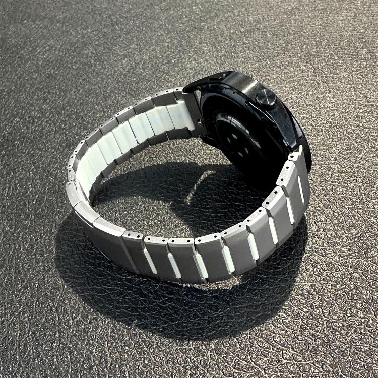 Curved Two-Tone Side-Release Stainless Steel Watch Band, 22mm