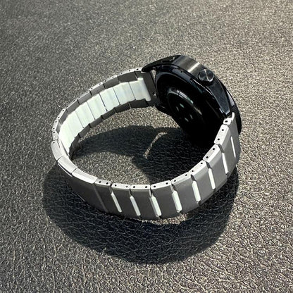 Curved Two-Tone Side-Release Stainless Steel Watch Band, 22mm