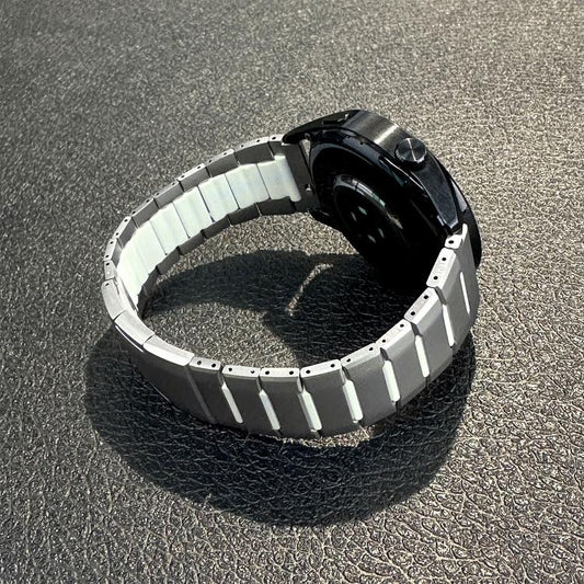 Curved Two-Tone Side-Release Stainless Steel Watch Band, 22mm
