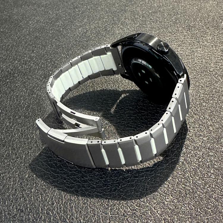 Curved Two-Tone Side-Release Stainless Steel Watch Band, 22mm