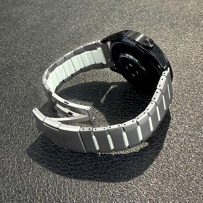 Curved Two-Tone Side-Release Stainless Steel Watch Band, 22mm