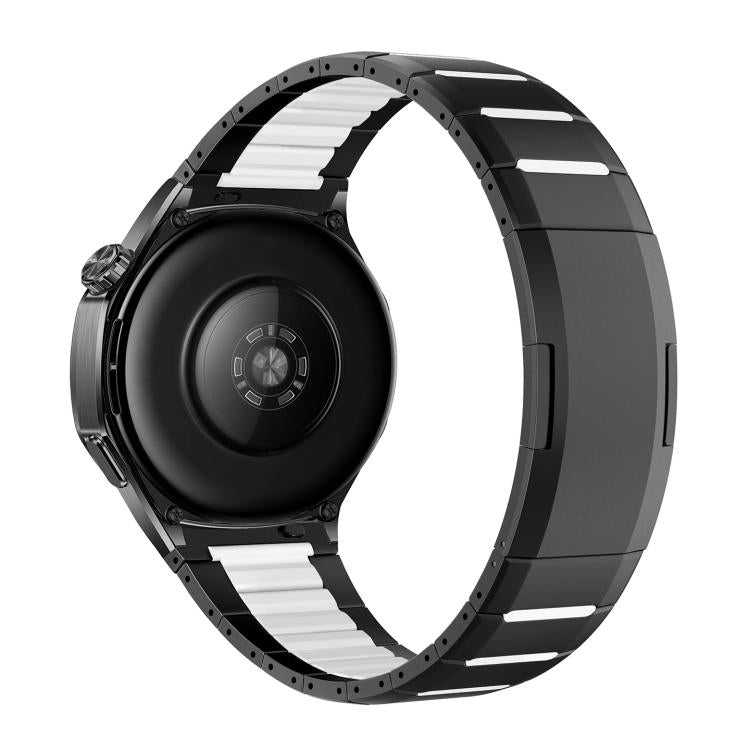 Curved Two-Tone Side-Release Stainless Steel Watch Band, 22mm