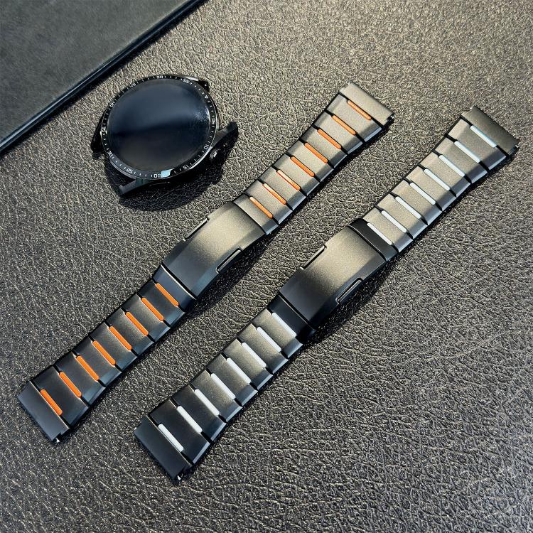 Curved Two-Tone Side-Release Stainless Steel Watch Band, 22mm