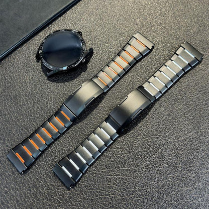 Curved Two-Tone Side-Release Stainless Steel Watch Band, 22mm