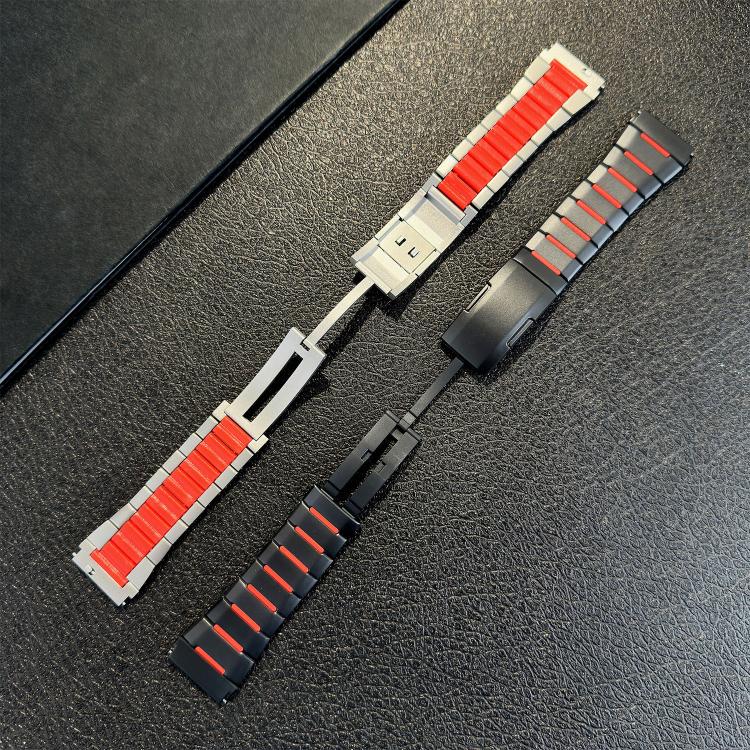 Curved Two-Tone Side-Release Stainless Steel Watch Band, 22mm