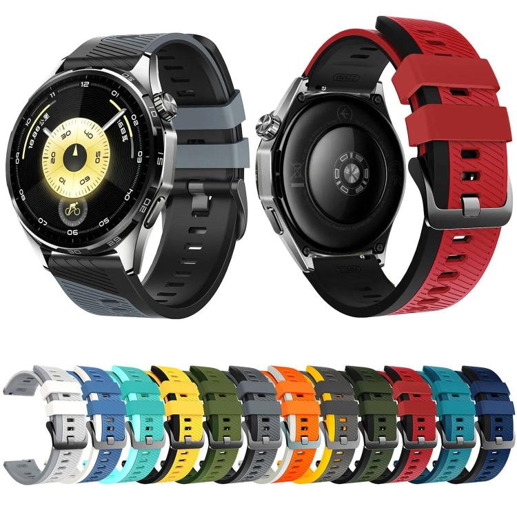 Phantom Sky Shadow Pin Buckle Two Color Silicone Watch Band, 22mm