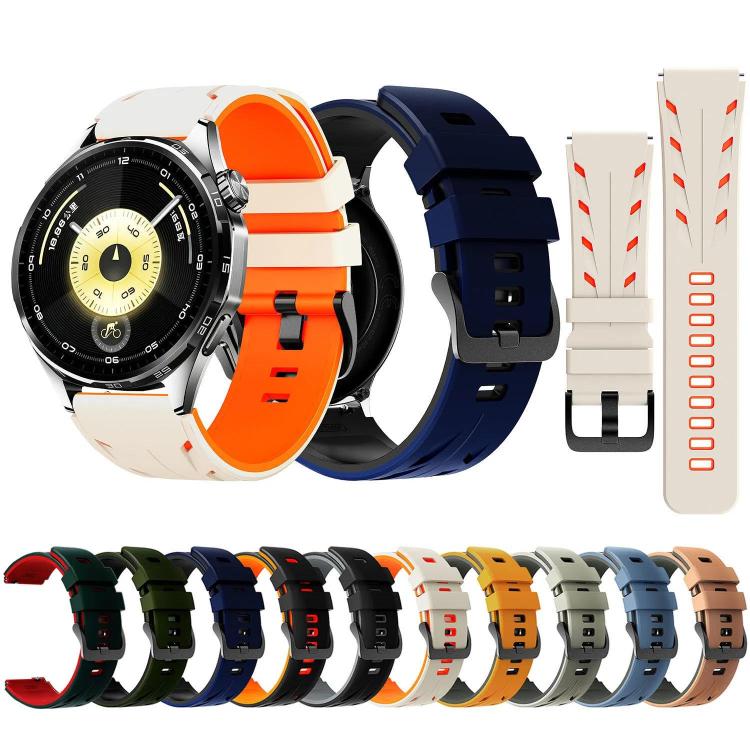 Stegosaurus Pin Buckle Two Color Silicone Watch Band, 22mm