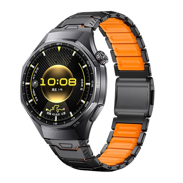 Mecha Knight Magnetic Clasp Silicone Embedded Titanium Alloy Watch Band, 22mm