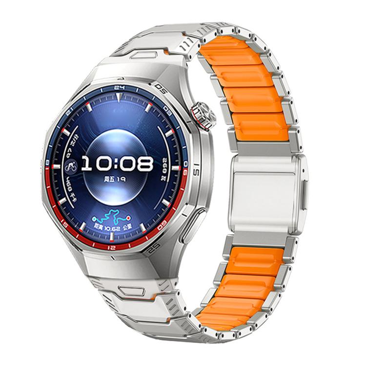 Mecha Knight Magnetic Clasp Silicone Embedded Titanium Alloy Watch Band, 22mm