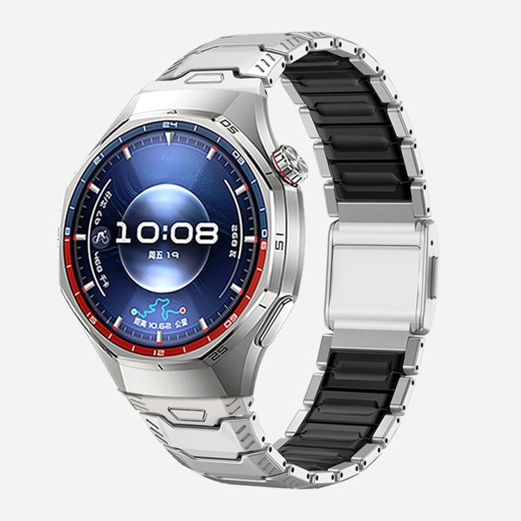 Mecha Knight Magnetic Clasp Silicone Embedded Titanium Alloy Watch Band, 22mm