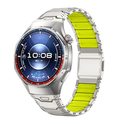 Mecha Knight Magnetic Clasp Silicone Embedded Titanium Alloy Watch Band, 22mm