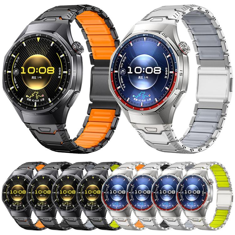 Mecha Knight Magnetic Clasp Silicone Embedded Titanium Alloy Watch Band, 22mm