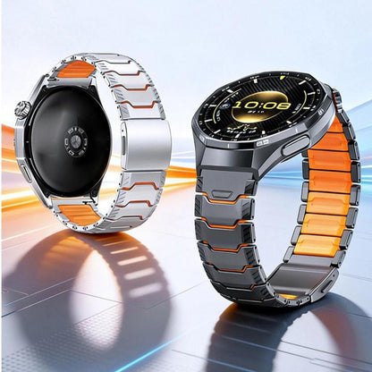 Mecha Knight Magnetic Clasp Silicone Embedded Titanium Alloy Watch Band, 22mm