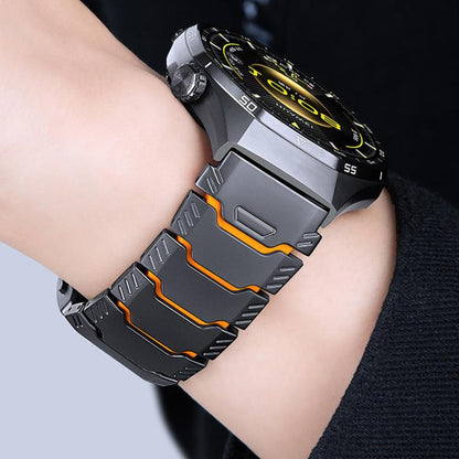 Mecha Knight Magnetic Clasp Silicone Embedded Titanium Alloy Watch Band, 22mm