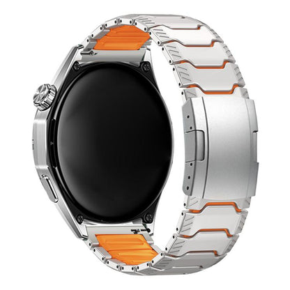 Mecha Knight Turtle Buckle Silicone Embedded Titanium Alloy Watch Band, 22mm