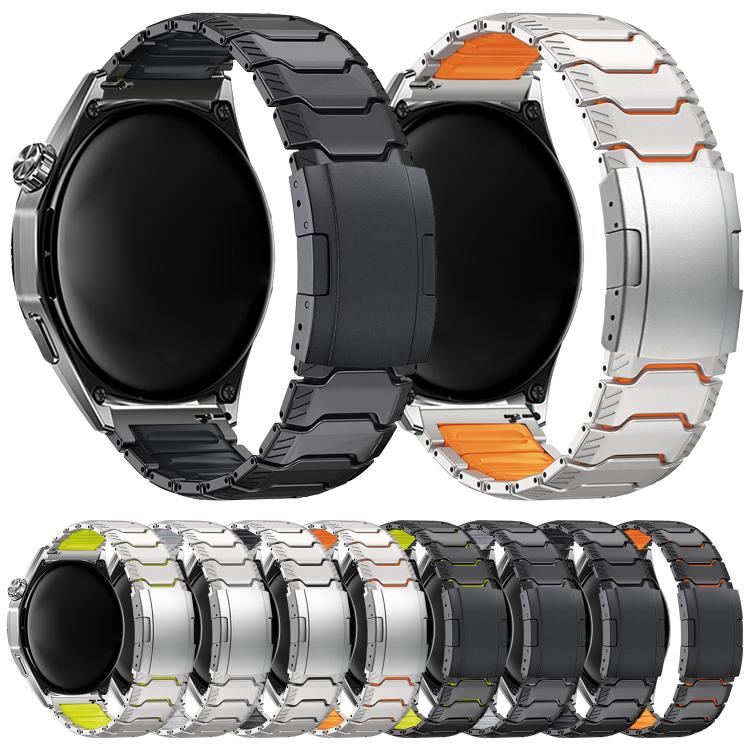 Mecha Knight Turtle Buckle Silicone Embedded Titanium Alloy Watch Band, 22mm