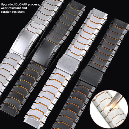 Mecha Knight Turtle Buckle Silicone Embedded Titanium Alloy Watch Band, 22mm