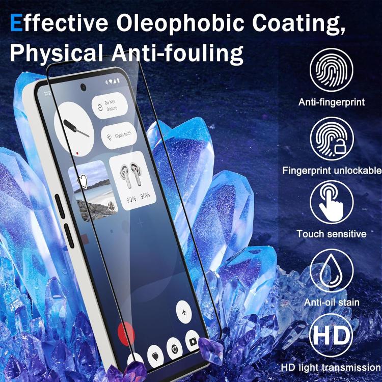 Kalebol High-Aluminum Screen-Printed Full-Coverage Anti-Fingerprint Black-Bordered HD Tempered Glass Film, For Nothing Phone 4b, For Nothing Phone 4a Pro, For Nothing Phone 4a, For Nothing Phone 3a Lite, For Nothing Phone 3, For Nothing CMF Phone 2 Pro...