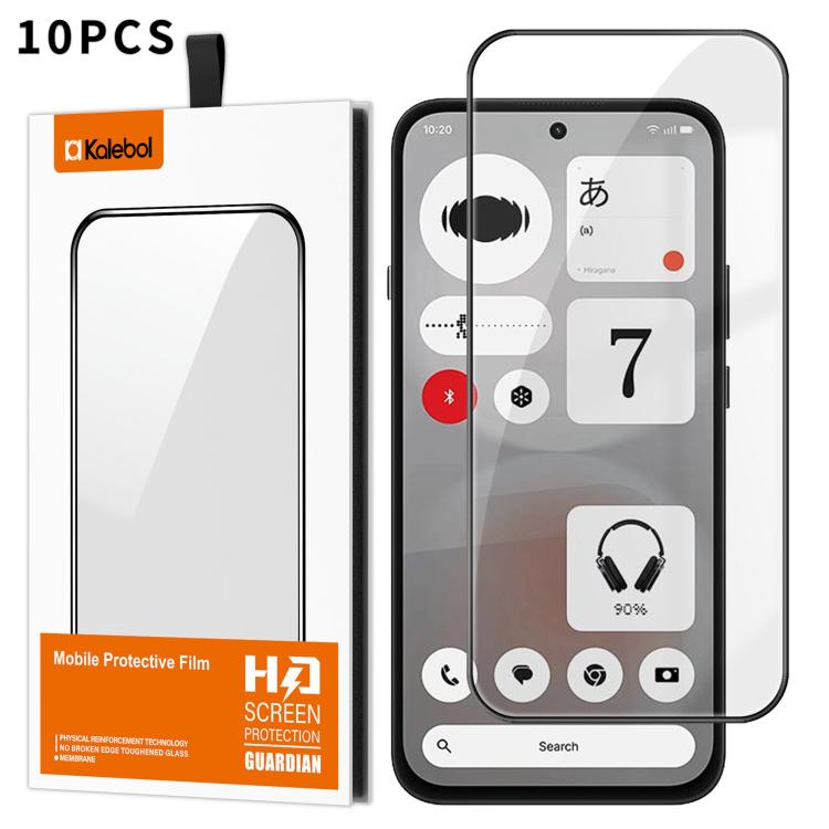 10pcs Kalebol High-Aluminum Screen-Printed Full-Coverage Anti-Fingerprint Black-Bordered HD Tempered Glass Film, For Nothing Phone 4b, For Nothing Phone 4a Pro, For Nothing Phone 4a, For Nothing Phone 3a Lite, For Nothing Phone 3                       ...