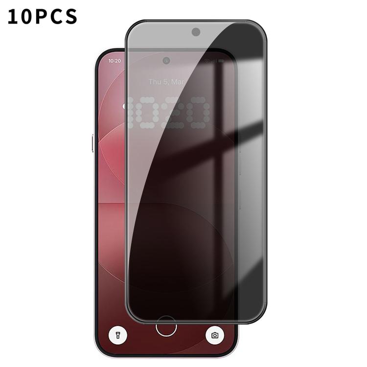10pcs Kalebol High-Aluminum Screen-Printed Full-Coverage Black-Border Privacy Tempered Glass Film, For Nothing Phone 4b, For Nothing Phone 4a Pro, For Nothing Phone 4a, For Nothing Phone 3a Lite, For Nothing Phone 3, For Nothing CMF Phone 2 Pro        ...