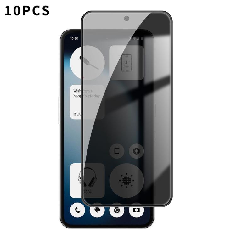 10pcs Kalebol High-Aluminum Screen-Printed Full-Coverage Black-Border Privacy Tempered Glass Film, For Nothing Phone 4b, For Nothing Phone 4a Pro, For Nothing Phone 4a, For Nothing Phone 3a Lite, For Nothing Phone 3, For Nothing CMF Phone 2 Pro        ...