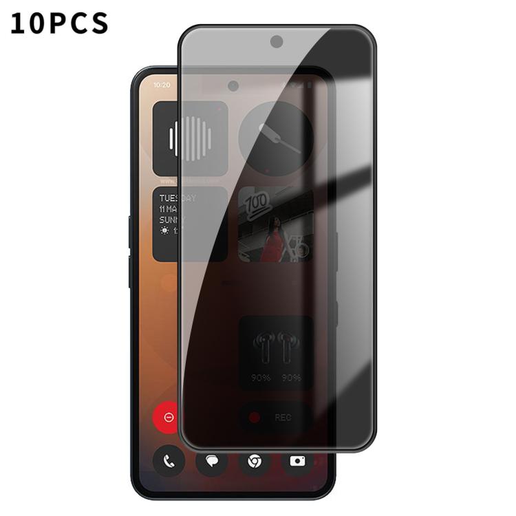 10pcs Kalebol High-Aluminum Screen-Printed Full-Coverage Black-Border Privacy Tempered Glass Film, For Nothing Phone 4b, For Nothing Phone 4a Pro, For Nothing Phone 4a, For Nothing Phone 3a Lite, For Nothing Phone 3, For Nothing CMF Phone 2 Pro        ...