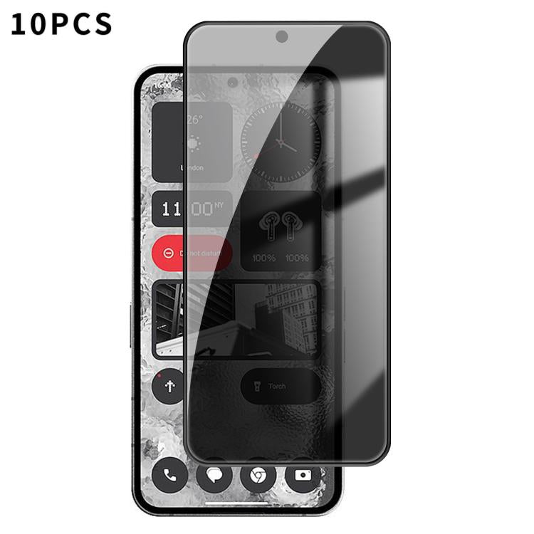 10pcs Kalebol High-Aluminum Screen-Printed Full-Coverage Black-Border Privacy Tempered Glass Film, For Nothing Phone 4b, For Nothing Phone 4a Pro, For Nothing Phone 4a, For Nothing Phone 3a Lite, For Nothing Phone 3, For Nothing CMF Phone 2 Pro        ...