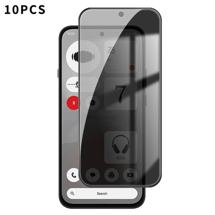 10pcs Kalebol High-Aluminum Screen-Printed Full-Coverage Black-Border Privacy Tempered Glass Film, For Nothing Phone 4b, For Nothing Phone 4a Pro, For Nothing Phone 4a, For Nothing Phone 3a Lite, For Nothing Phone 3, For Nothing CMF Phone 2 Pro        ...