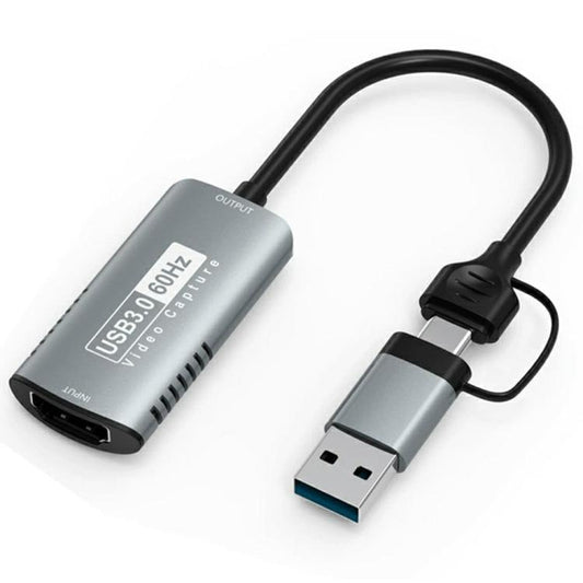محول التقاط فيديو عالي الدقة 1080P بتردد 60 هرتز HU-08A، منفذ HDMI إلى USB 3.0 / Type-C، بطاقة التقاط فيديو 2 في 1، HU-08A