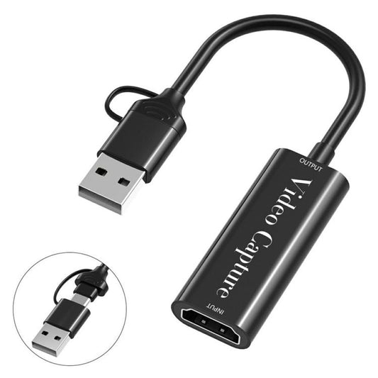كابل محول البث المباشر HU-02A، محول HDMI إلى USB / Type-C، بطاقة التقاط فيديو 2 في 1، HU-02A