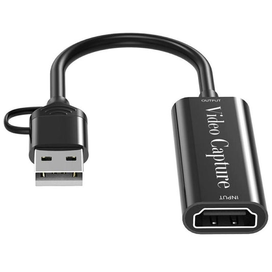كابل محول البث المباشر HU-02A، محول HDMI إلى USB / Type-C، بطاقة التقاط فيديو 2 في 1، HU-02A