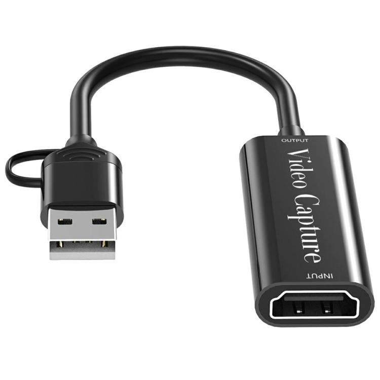 HU-02A Câble adaptateur de diffusion en direct HDMI vers USB / Type-C 2 en 1 Carte de capture vidéo, HU-02A