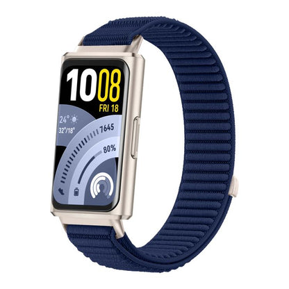 Woven Nylon Hook And Loop Fastener Metal Interface Watch Band, For Huawei Band 11 / Band 11 Pro