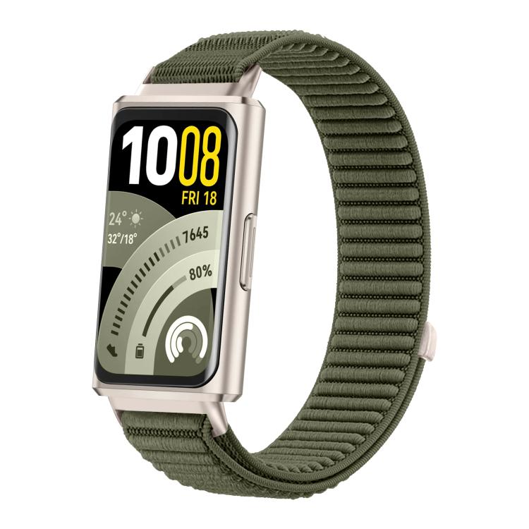 Woven Nylon Hook And Loop Fastener Metal Interface Watch Band, For Huawei Band 11 / Band 11 Pro