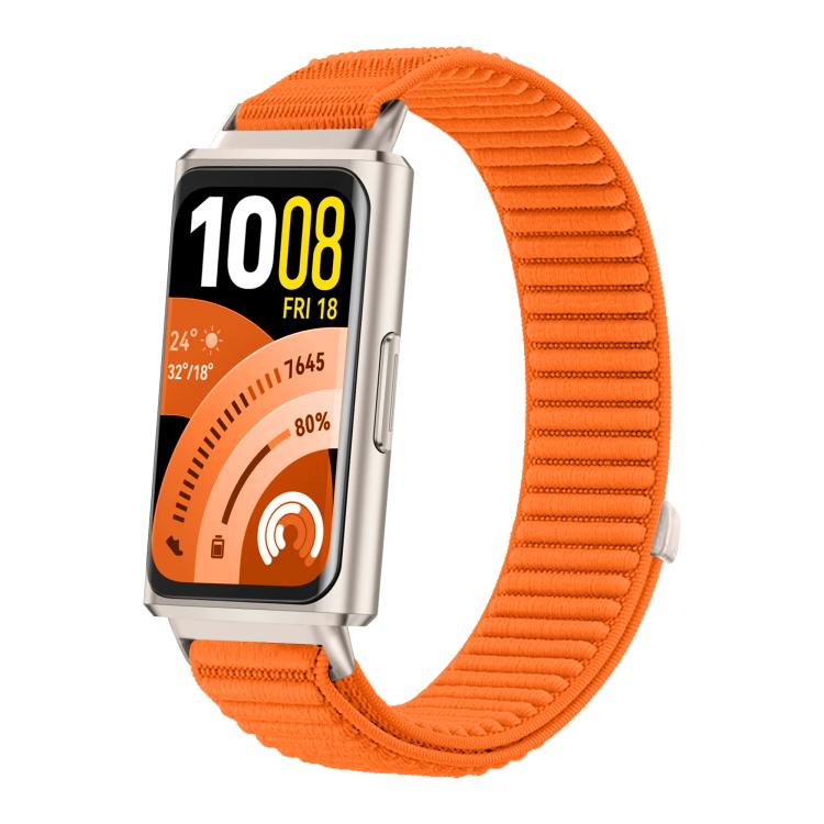 Woven Nylon Hook And Loop Fastener Metal Interface Watch Band, For Huawei Band 11 / Band 11 Pro